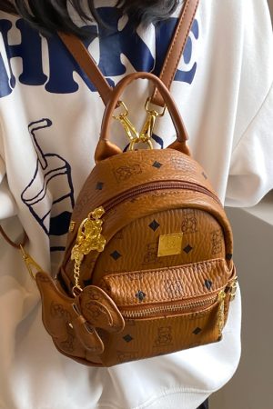 2025 New Women's Mini Backpack - Double Shoulder Design, Versatile Small Bag with Cute Maiduo Bear Print