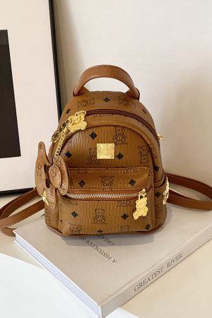 2025 New Women's Mini Backpack - Double Shoulder Design, Versatile Small Bag with Cute Maiduo Bear Print