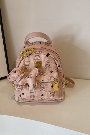 2025 New Women's Mini Backpack - Double Shoulder Design, Versatile Small Bag with Cute Maiduo Bear Print
