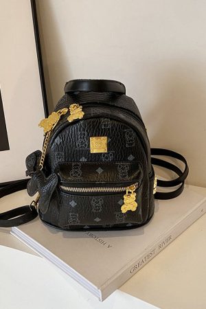 2025 New Women's Mini Backpack - Double Shoulder Design, Versatile Small Bag with Cute Maiduo Bear Print