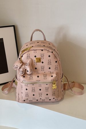 2025 New Women's Mini Backpack - Double Shoulder Design, Versatile Small Bag with Cute Maiduo Bear Print