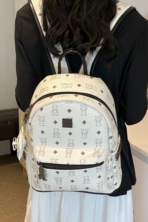 2025 New Women's Mini Backpack - Double Shoulder Design, Versatile Small Bag with Cute Maiduo Bear Print