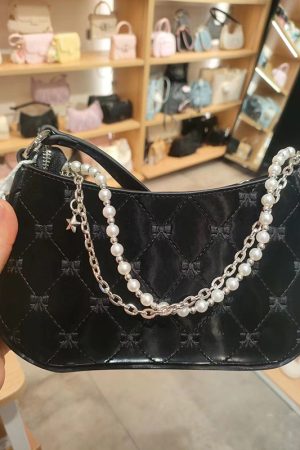 2025 Pink Butterfly Baguette Bag for Women - Pearl Metal Chain, Diamond Pattern, Casual Underarm & Crossbody Style