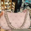 2025 Pink Butterfly Baguette Bag for Women - Pearl Metal Chain, Diamond Pattern, Casual Underarm & Crossbody Style