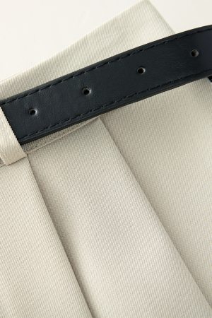 2025 Spring Apricot Pleated Midi Skirt for Women, High-End A-Line Design, Trendy Spring Fashion