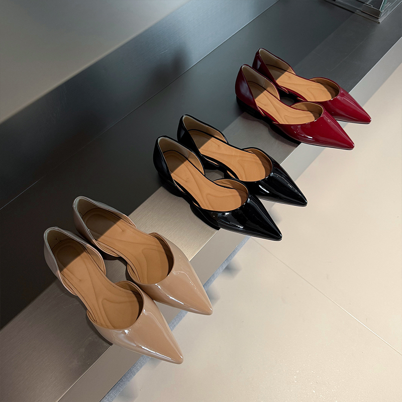 2025 Spring Handmade Genuine Leather Pointed Side Cutout Flat Shoes for Women - Sexy Korean Style Elegant Design 2025 Spring Handmade Genuine Leather Pointed Side Cutout Flat Shoes for Women - Sexy Korean Style Elegant Design