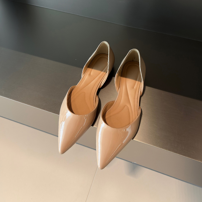 2025 Spring Handmade Genuine Leather Pointed Side Cutout Flat Shoes for Women - Sexy Korean Style Elegant Design 2025 Spring Handmade Genuine Leather Pointed Side Cutout Flat Shoes for Women - Sexy Korean Style Elegant Design