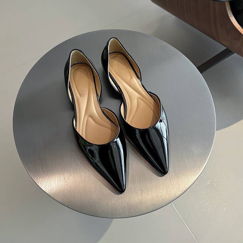 2025 Spring Handmade Genuine Leather Pointed Side Cutout Flat Shoes for Women - Sexy Korean Style Elegant Design 2025 Spring Handmade Genuine Leather Pointed Side Cutout Flat Shoes for Women - Sexy Korean Style Elegant Design