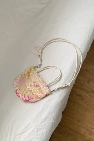 2025 Spring Women's Floral Embroidered Sequin Tote Bag, Casual Large Capacity Crossbody Bag, Versatile Fashion Accessory