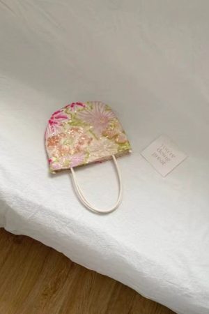 2025 Spring Women's Floral Embroidered Sequin Tote Bag, Casual Large Capacity Crossbody Bag, Versatile Fashion Accessory