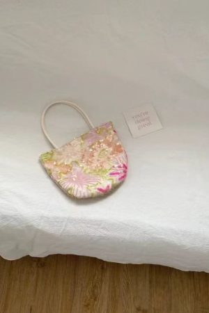 2025 Spring Women's Floral Embroidered Sequin Tote Bag, Casual Large Capacity Crossbody Bag, Versatile Fashion Accessory