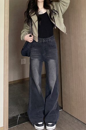 2025 Straight-Leg Jeans for Women, Narrow Wide-Leg Pants for Petite & Plus-Size, Slimming Loose Fit Fashion