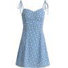 2025 Summer Blue Floral Dress for Petite Women - French-Style Vacation Short Dress