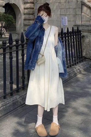 2025 Summer French Romantic Waist-Defined Sleeveless Fairy Long Dress for Petite Sizes - Elegant White Floral Style