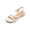 2025 Summer Genuine Leather Backless Mid-Heel Open-Toe Sandals for Women with One-Strip Buckle - Comfortable Chic Style