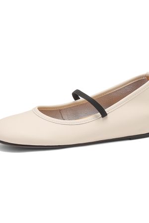 2025 Summer Genuine Leather Flat Hidden Height Mary Jane Shoes for Women in Silver - Stylish Shallow Mouth Size 41