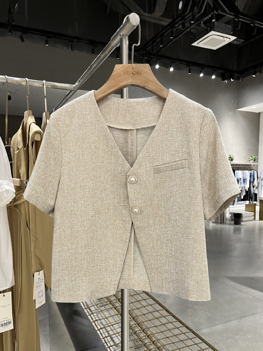 2025 Summer Off-White Women's Vintage High-End Short Suit Jacket - Chic 90s Inspired Design 2025 Summer Off-White Women's Vintage High-End Short Suit Jacket - Chic 90s Inspired Design