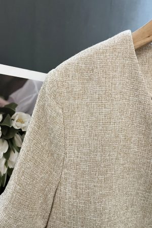 2025 Summer Off-White Women's Vintage High-End Short Suit Jacket - Chic 90s Inspired Design