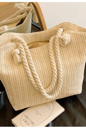 2025 Summer Straw Woven Shoulder Bag for Women - Large Capacity High-Quality Commuting Tote, Trendy Niche Design