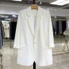 2025 Summer Thin Draped White Blazer for Women, Casual Professional One-Button Suit, Chic Office Wear