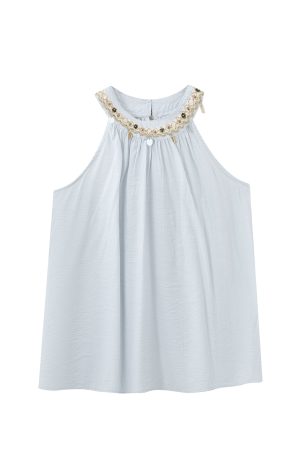 2025 Summer Women's Berry Purple Neck-Hanging Beach Top, Loose Fit Flattering Tank Top, Trendy Casual Style