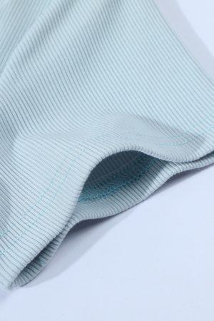 2025 Summer Women's Blue Off-Shoulder T-Shirt - Unique Short Sleeve Top, Trendy Casual Wear, Y2K Style