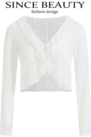 2025 Summer Women's Elegant Lace Cardigan Long Sleeve Outerwear - Trendy Layering Piece for Chic Style