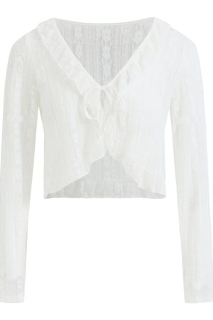 2025 Summer Women's Elegant Lace Cardigan Long Sleeve Outerwear - Trendy Layering Piece for Chic Style