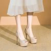 2025 Summer Women's High Heels Peep Toe Stiletto Platform Shoes - Sexy 12CM Waterproof Party Footwear