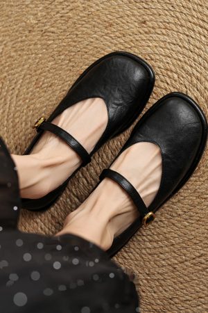2025 Summer Women's Lambskin Mary Jane Flats - Round Toe, Shallow Mouth, Large Size 41-43, Trendy Casual Footwear