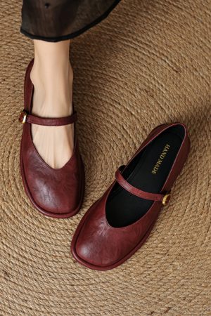 2025 Summer Women's Lambskin Mary Jane Flats - Round Toe, Shallow Mouth, Large Size 41-43, Trendy Casual Footwear