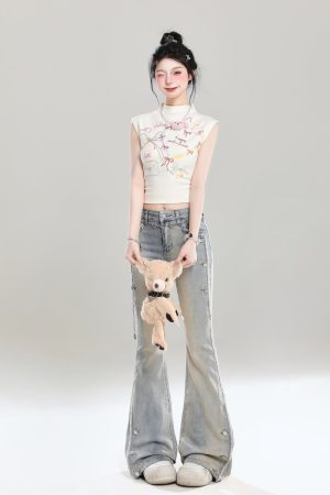 2025 Summer Women's Retro Flared Jeans, Slim Fit Bell-Bottom Pants, American Style, Popular Straight Leg Design