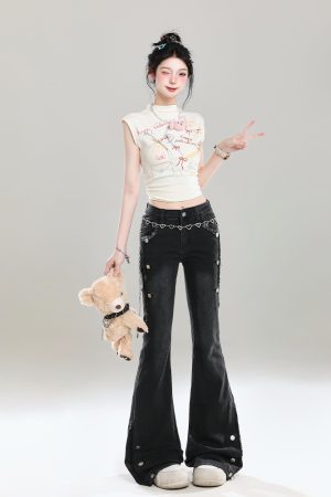 2025 Summer Women's Retro Flared Jeans, Slim Fit Bell-Bottom Pants, American Style, Popular Straight Leg Design