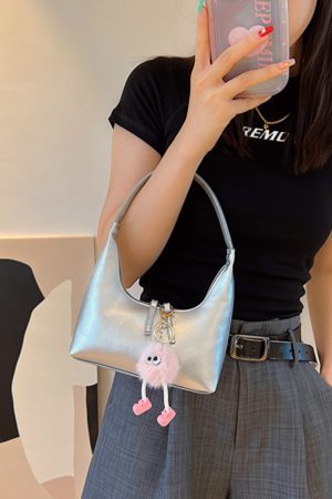 2025 Summer Women's Silver French-Style Baguette Shoulder Bag - Versatile High-End Niche Underarm Bag