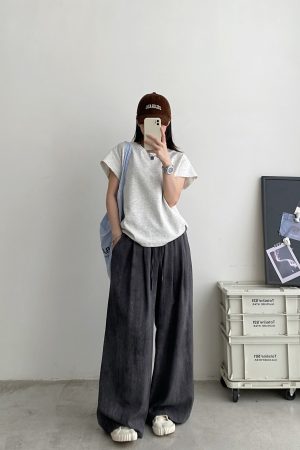 2025 Summer Women's Solid Color Short Sleeve T-Shirt with Small Flying Sleeves - Trendy Loose Slimming American Style