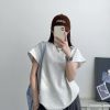 2025 Summer Women's Solid Color Short Sleeve T-Shirt with Small Flying Sleeves - Trendy Loose Slimming American Style