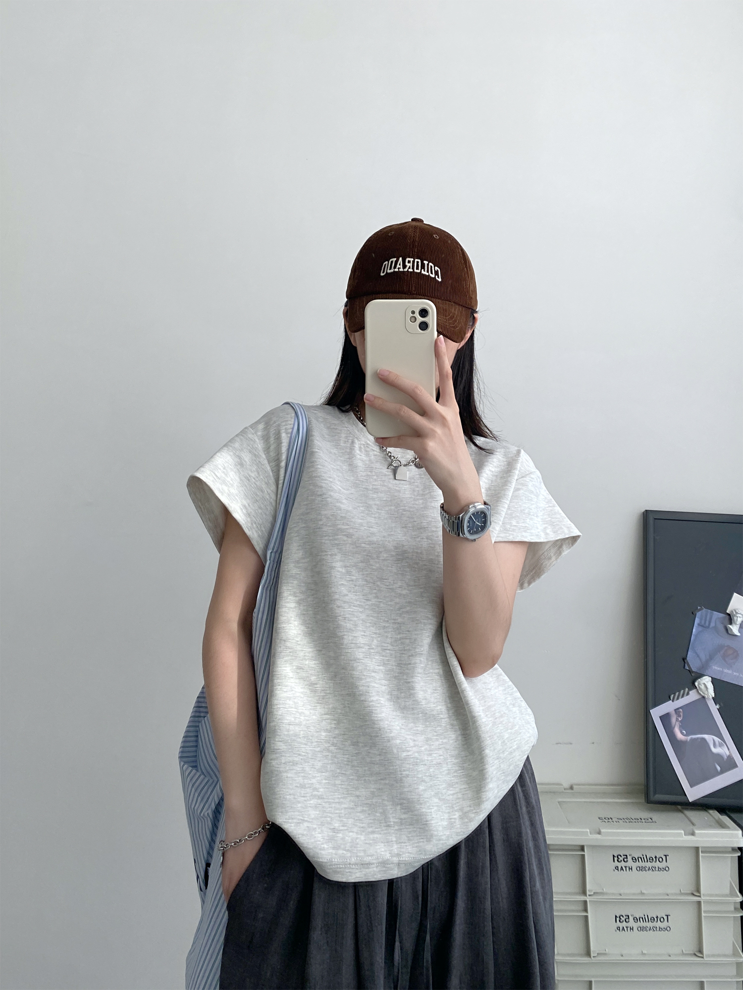 2025 Summer Women's Solid Color Short Sleeve T-Shirt with Small Flying Sleeves - Trendy Loose Slimming American Style