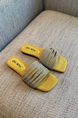 2025 Summer Women's Water Drill One-Word Sandals - Fairy Style Flat Korean Cool Footwear for Outdoor Wear