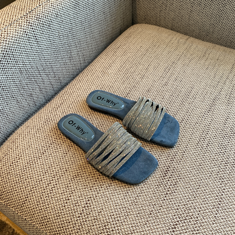 2025 Summer Women's Water Drill One-Word Sandals - Fairy Style Flat Korean Cool Footwear for Outdoor Wear 2025 Summer Women's Water Drill One-Word Sandals - Fairy Style Flat Korean Cool Footwear for Outdoor Wear