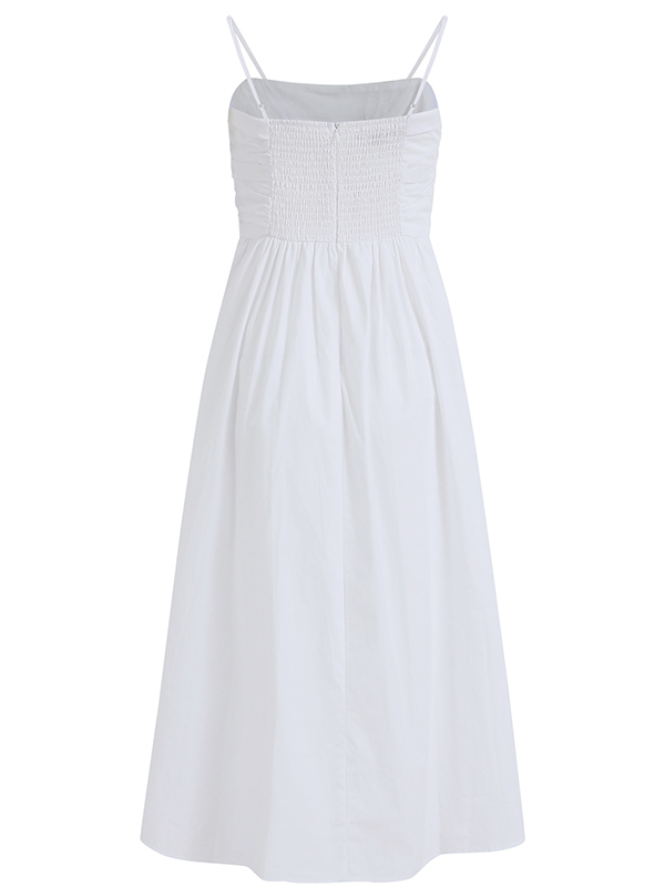 2025 Summer Women's White Spaghetti Strap Evening Gown - French-Style Long Dress for Vacation and Special Occasions 2025 Summer Women's White Spaghetti Strap Evening Gown - French-Style Long Dress for Vacation and Special Occasions