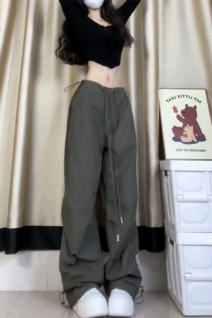 2025 Trendy American-Style Wide-Leg Cargo Pants for Women, Casual Retro Slim-Fit Street Dance & Jazz Sports Trousers