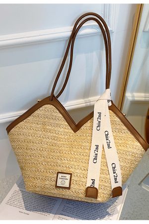 2025 Trendy Retro Hand-Woven Straw Tote Bag for Women - Large Capacity Versatile Shoulder Commuter Bag