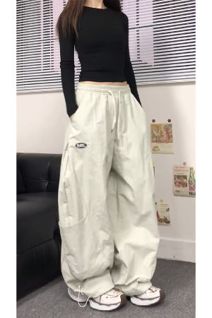 2025 Women's American Casual Cargo Pants, Loose Straight Wide-Leg Hip-Hop Style, Street Dance Fashion