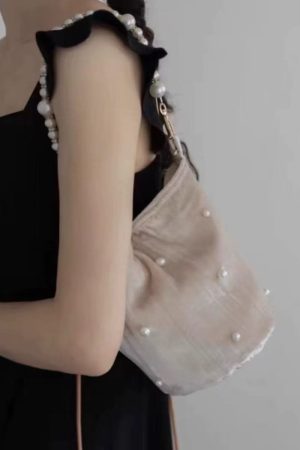 2025 Women's Chinese-Style High-End Pearl Velvet Bucket Bag - Niche Design Shoulder Crossbody Bag