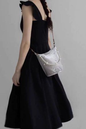 2025 Women's Chinese-Style High-End Pearl Velvet Bucket Bag - Niche Design Shoulder Crossbody Bag