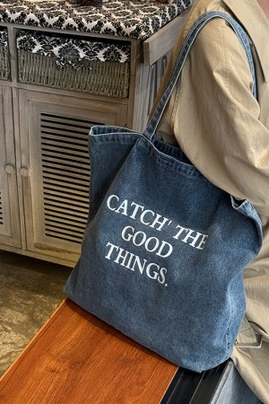 2025 Women's Large Capacity Denim Canvas Tote Bag, Casual Versatile Shoulder Bag in Trendy Style