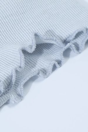 3D Butterfly Blue Off-Shoulder Top - Unique Waist-Cinched Blouse, Stylish Women's T-Shirt for Y2K and Casual Looks