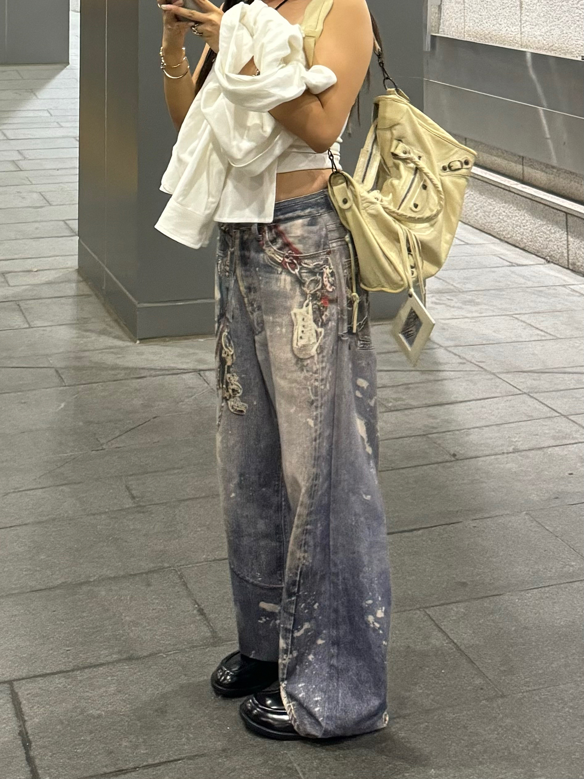 3D Deep Reshape Grunge Aged Layered Chain Print Loose Baggy Straight Pants for Y2K Style Fashion 3D Deep Reshape Grunge Aged Layered Chain Print Loose Baggy Straight Pants for Y2K Style Fashion