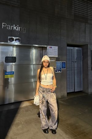 3D Deep Reshape Grunge Aged Layered Chain Print Loose Baggy Straight Pants for Y2K Style Fashion