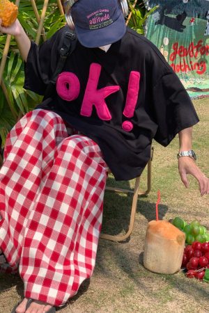 3D OK Letter Short Sleeve T-Shirt for Men and Women, Loose Fit Unisex Summer Tee, Vintage-Inspired Casual Wear